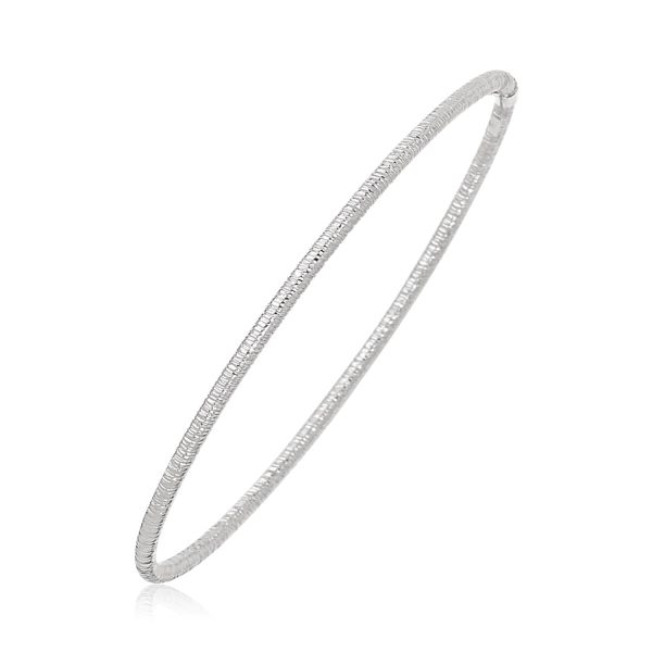 14k White Gold Thin Textured Stackable Bangle