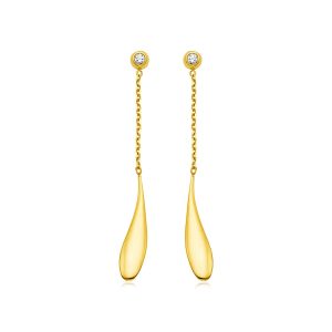 14k Yellow Gold Teardrop Earrings with Diamonds