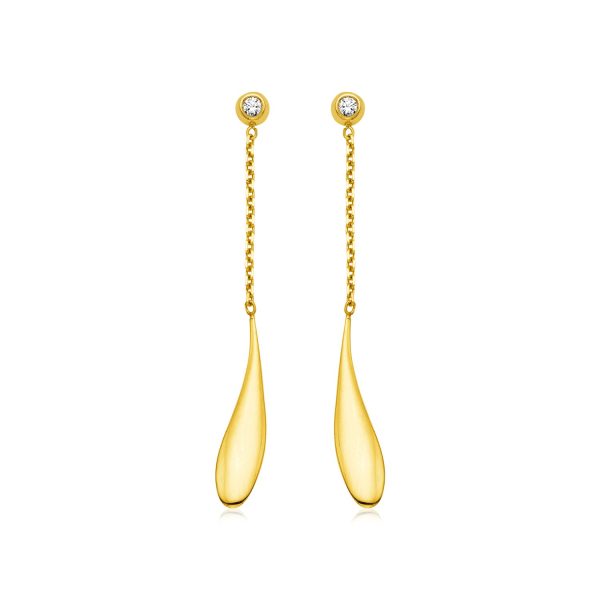 14k Yellow Gold Teardrop Earrings with Diamonds
