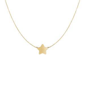 14k Yellow Gold Necklace with Five Pointed Star