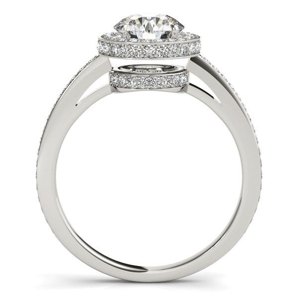 14k White Gold Round Diamond Engagement Ring with Pave Set Halo (1 1/2 cttw)