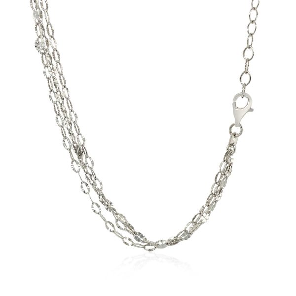 Sterling Silver 18 inch Three Strand Necklace with Cross and Religious Medal