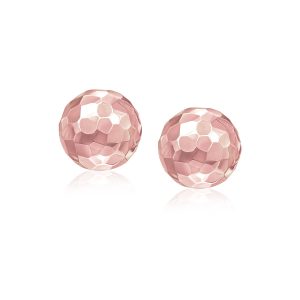 14k Rose Gold Round Faceted Style Stud Earrings
