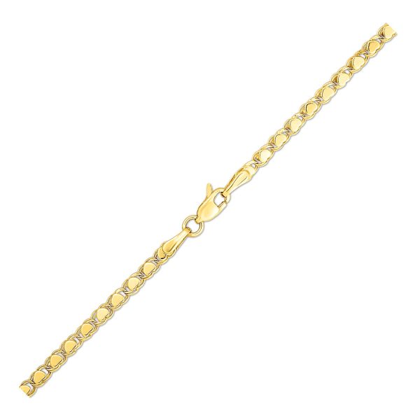 2.9mm 14k Yellow Gold Heart Anklet