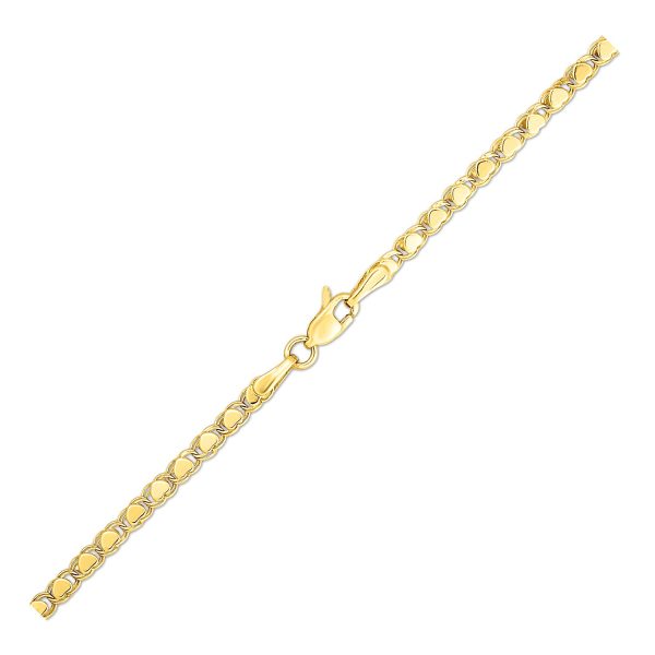 2.9mm 14k Yellow Gold Heart Anklet