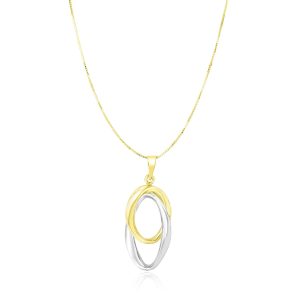 14k Two-Tone Gold Interlaced Oval Motif Pendant