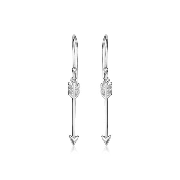 Sterling Silver Polished and Textured Arrow Earrings