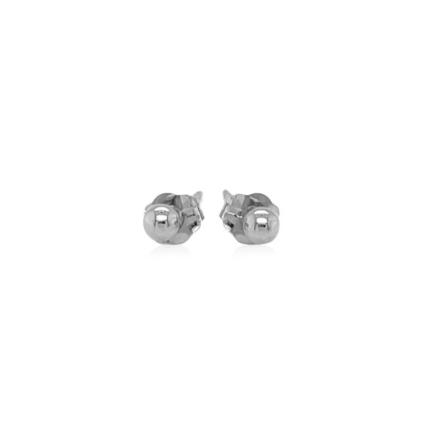 14k White Gold Spherical Stud Earrings (3.0 mm)
