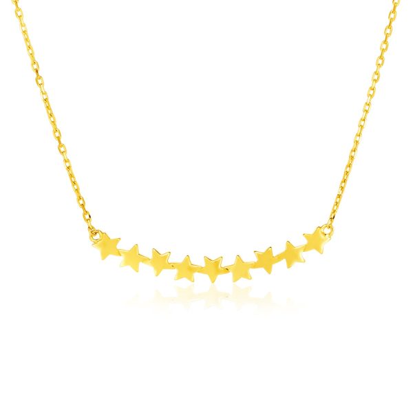 14k Yellow Gold 18 inch Necklace with Curve of Stars