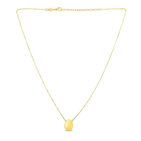 14k Yellow Gold Necklace with Rounded Tear Drop Pendant
