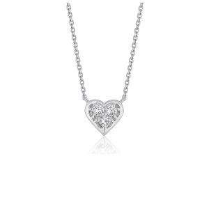Diamond Heart Design Pendant in 14k White Gold