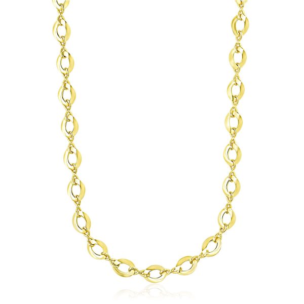 14k Yellow Gold Textured Infinity and Marquis Motif Necklace