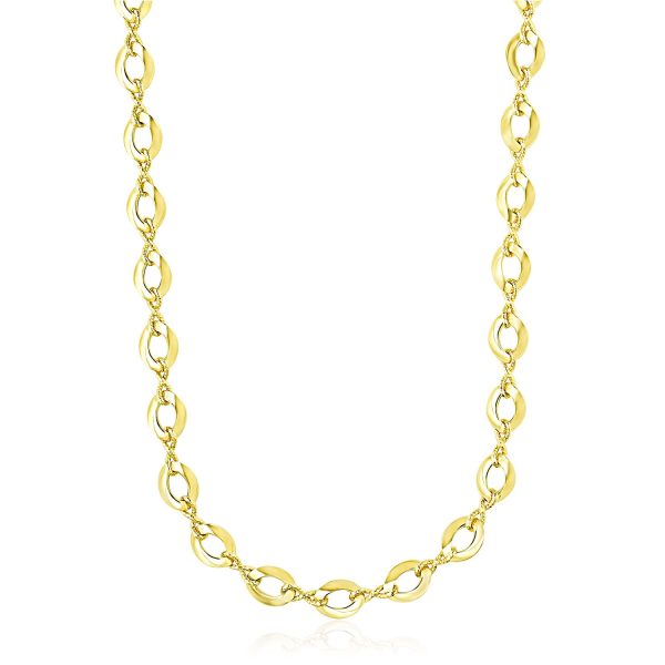 14k Yellow Gold Textured Infinity and Marquis Motif Necklace