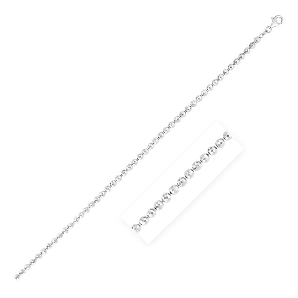 Sterling Silver Rhodium Plated Bead Bracelet