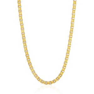 14k Two-Toned Yellow and White Gold Double Link Men's Necklace