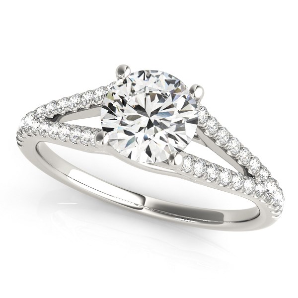 14k White Gold Split Shank Round Pronged Diamond Engagement Ring (1 1/8 cttw)