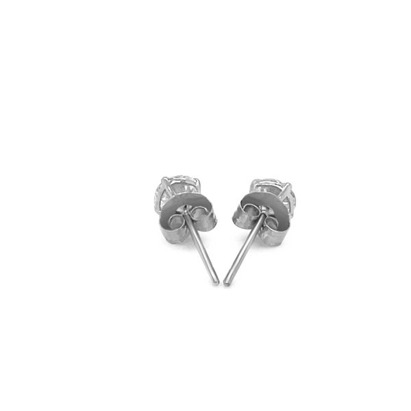 14k White Gold 4mm Faceted White Cubic Zirconia Stud Earrings