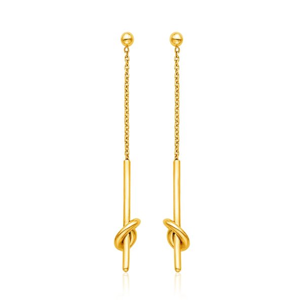 14k Yellow Gold Dangle Earrings with Knots