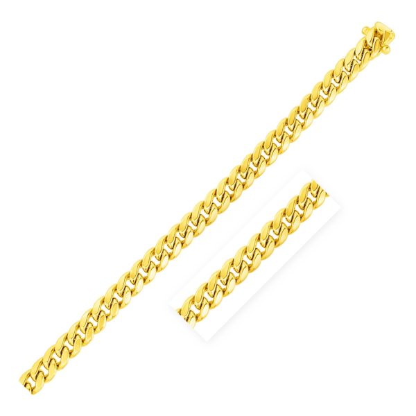 6.65mm 10k Yellow Gold Semi Solid Miami Cuban Chain