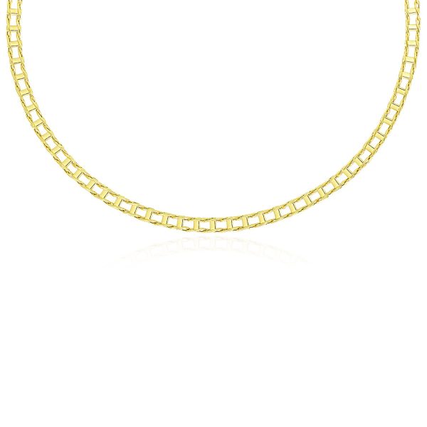 14k Yellow Gold Men's Necklace with Track Design Links