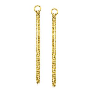 14k Yellow Gold Post Earrings with Texture Chain Dangles