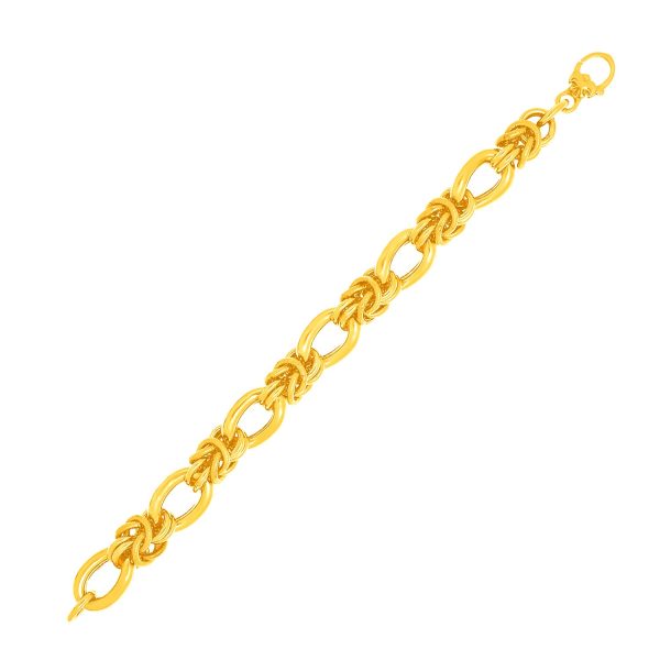 14k Yellow Gold Fancy Knotted Link Textured Bracelet