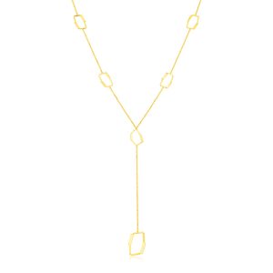 14K Yellow Gold Necklace with Abstract Honeycomb Stations