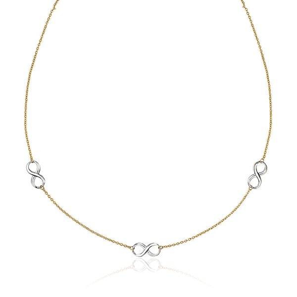 14k Two-Tone Gold Chain Necklace with Polished Infinity Stations