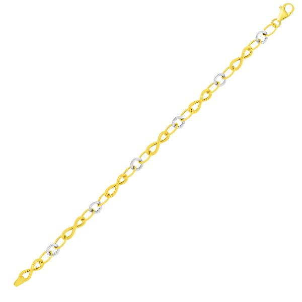 14k Two-Tone Gold Oval and Infinity Motif Link Bracelet
