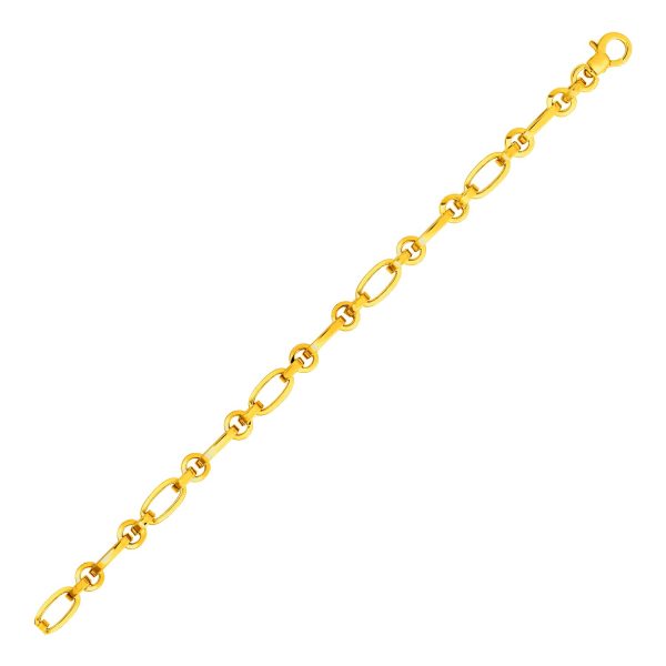 Bracelet with Alternating Round and Oval Links in 14k Yellow Gold
