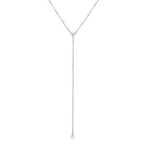 14k White Gold 20 inch Lariat Necklace with Diamonds