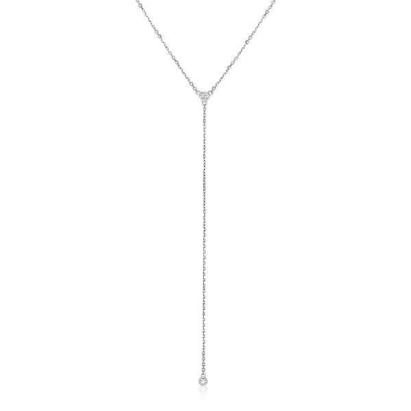 14k White Gold 20 inch Lariat Necklace with Diamonds