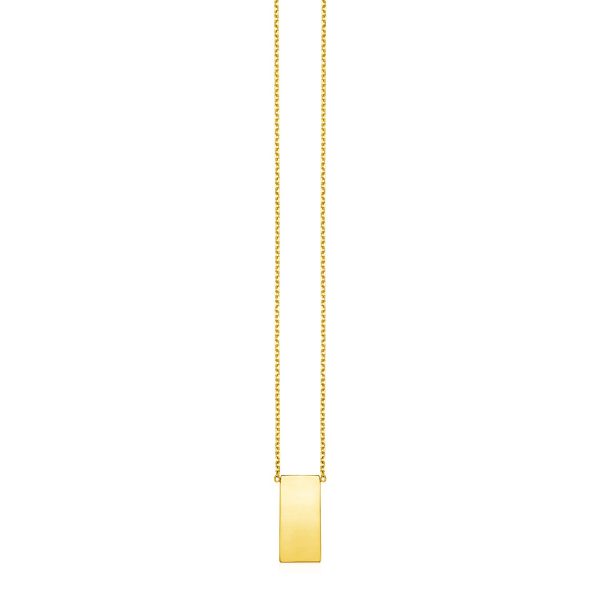 14k Yellow Gold Necklace with Polished Bar Pendant