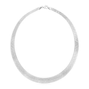 Sterling Silver Serpentine Style Necklace with Linear Texture