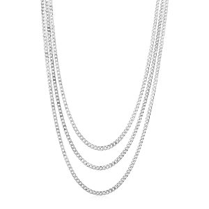 Sterling Silver Three Strand Polished Link Necklace