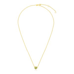 14k Yellow Gold 17 inch Necklace with Round Peridot