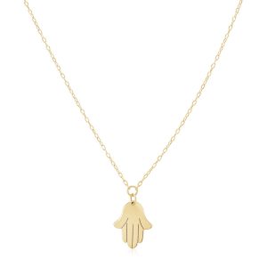 14K Yellow Gold Hand of Hamsa Necklace