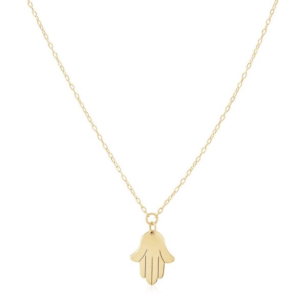 14K Yellow Gold Hand of Hamsa Necklace