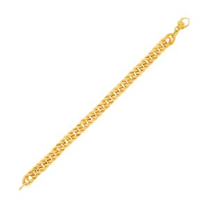 14k Yellow Gold Curb Chain Textured Link Bracelet