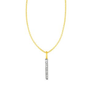 14k Yellow Gold Bar Pendant with Diamonds