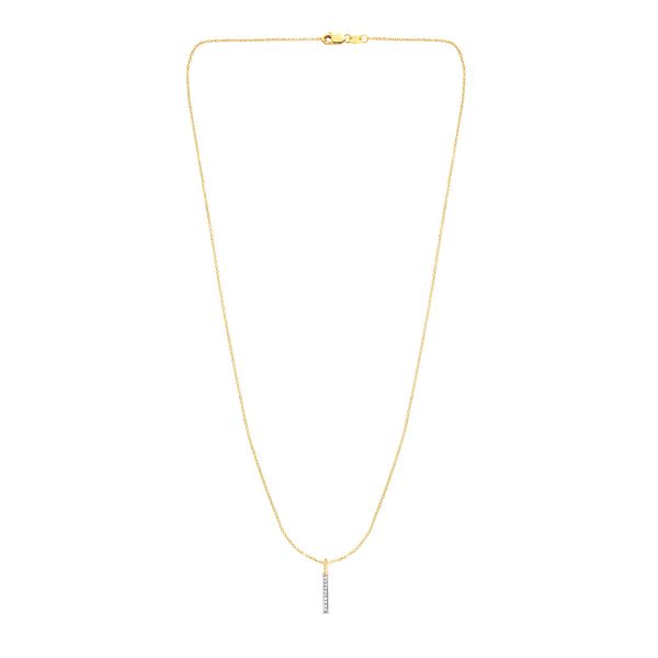 14k Yellow Gold Bar Pendant with Diamonds