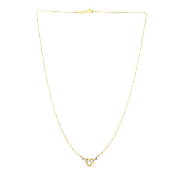 14k Two-Tone Gold Necklace with Interlaced Heart and Arrow Charm