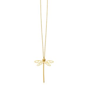 14k Yellow Gold Necklace with Dragonfly Pendant