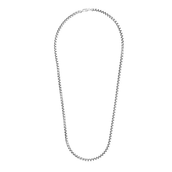 4.4mm Sterling Silver Rhodium Plated Round Box Chain