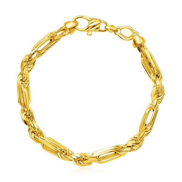 14k Yellow Gold 8 1/2 inch Heavy Figaro Chain Bracelet