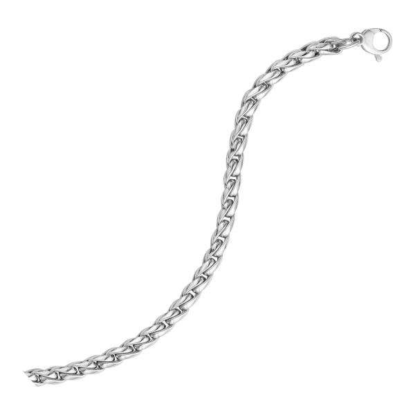 14k White Gold 7 1/2 inch Round Curb Chain Bracelet