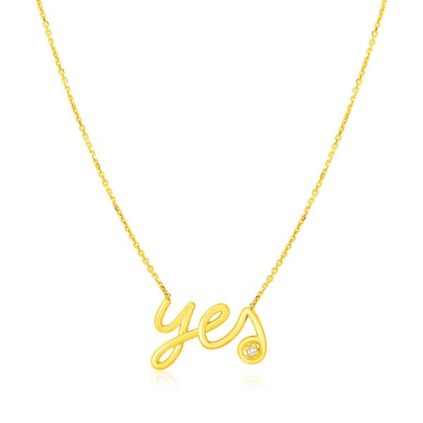 14K Yellow Gold Yes Necklace with Diamond