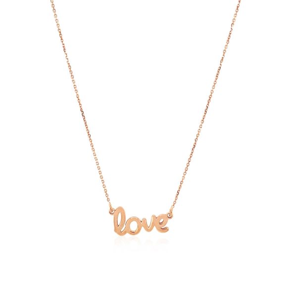 14k Rose Gold Script LOVE Necklace