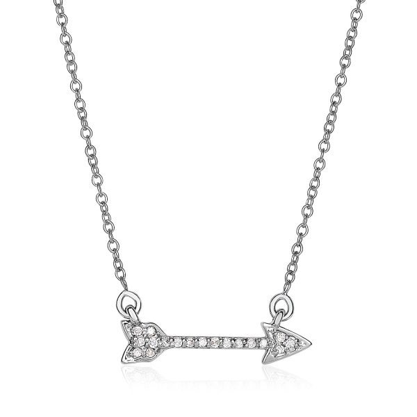 14k White Gold 18 inch Necklace with Gold and Diamond Arrow (1/10 cttw)