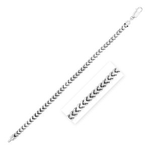 Sterling Silver Rhodium Plated Square Franco Semi Solid Chain 5.5mm